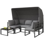 Set de mobilier de grădină din 4 piese, Gri | Aosom Romania