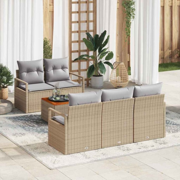 vidaXL Set de canapele pentru grădină 6 pcs Bej, gri deschis