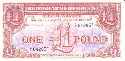 Bancnota Anglia (British Armed Forces) 1 Pound (1956) - PM29 UNC ( Seria 3 ) foto