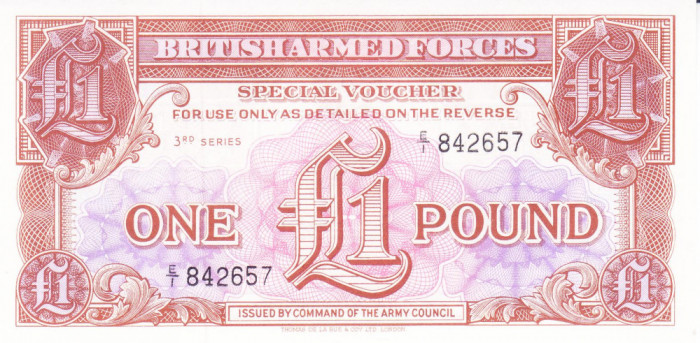 Bancnota Anglia (British Armed Forces) 1 Pound (1956) - PM29 UNC ( Seria 3 )