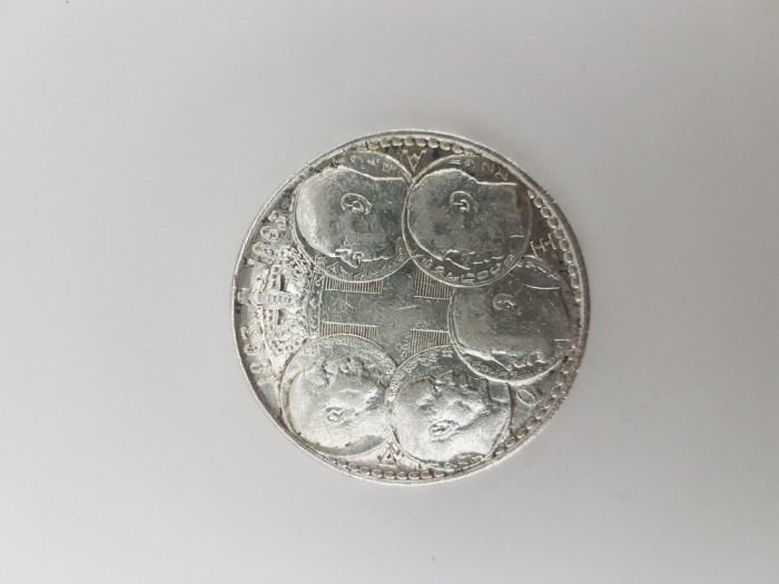 Grecia 30 Drahme 1863-1963 Argint 19 gr.-5 Regi in100 de ani,Rara,Impecabila