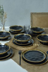 Keramika Set de vesela - Shizen Black Organic - 18 bucăți - 6 persoane - Stoneware