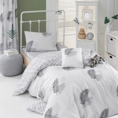 Lenjerie de pat pentru o persoana, Palma - Grey, Eponj Home, 65% bumbac/35% poliester