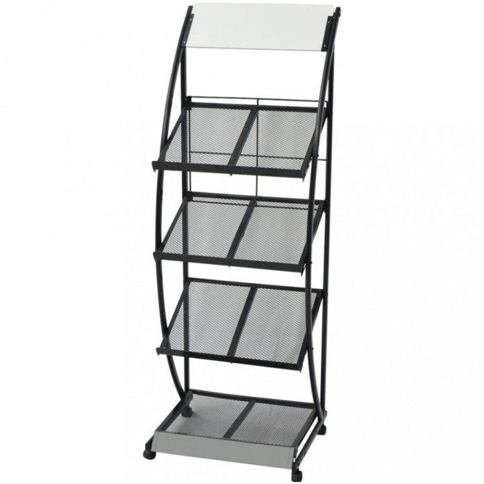 vidaXL Raft reviste A4, 47 x 40 x 134 cm, negru și alb