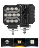Cumpara ieftin Proiector 10 LED Halogen cu Lumina Alba DRL Portocalie, 1700Lm, 9-30V, Rezistent la Apa IP68 - 17W