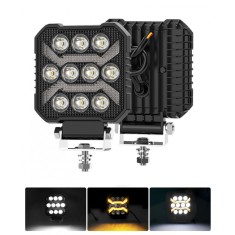 Proiector 10 LED Halogen cu Lumina Alba DRL Portocalie, 1700Lm, 9-30V, Rezistent la Apa IP68 - 17W