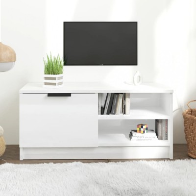 Gossi comoda tv, alb extralucios, 80x35x36,5 cm, lemn prelucrat foto