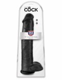 Dildo Clasic Cu Testicule King Cock, Negru, 38 cm