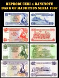 4 reproduceri Seria 1967 ,bancnote Bank of Mauritius.