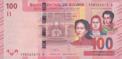 Bancnota Bolivia 100 Bolivianos L1986 (2018) - P251 UNC foto