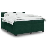 vidaXL Pat box spring cu saltea, verde &icirc;nchis, 200x200 cm, catifea 3288699