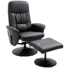 HOMCOM Fotoliu de relaxare cu lada de picioare, fotoliu TV cu 10 puncte de masaj, funcție de culcare, fotoliu de masaj cu telecomandă, buzunar lateral