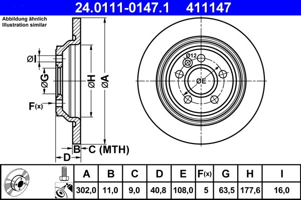 ATE 24.0111-0147.1 Disc frana