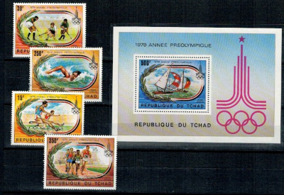 Tchad 1979 - Jocurile Olimpice, serie+colita neuzata foto