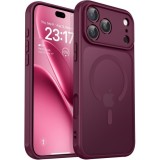 Husa Matte compatibil cu MagSafe pentru IPhone 18 Pro, protectie completa, contur Dark Cherry