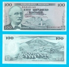 Islanda (p#44) 100 Kronur L1961 UNC &#039;Prima emisie Sedlabanki Islands&#039; serie: DA26981143