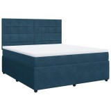 Cumpara ieftin Pat box spring cu saltea, albastru inchis, 180x200 cm, catifea