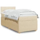 VidaXL Pat box spring cu saltea, crem, 80x200 cm, textil