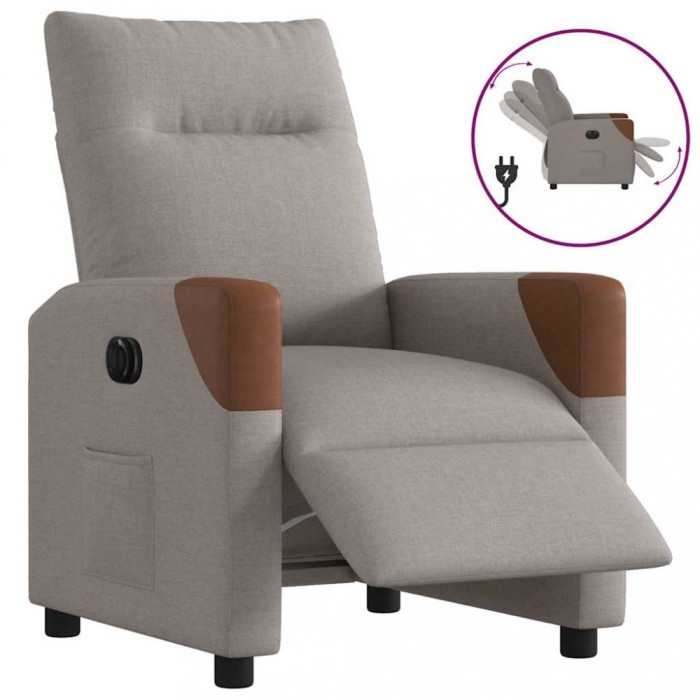 vidaXL Fotoliu rabatabil electric, gri taupe, material textil 3323995