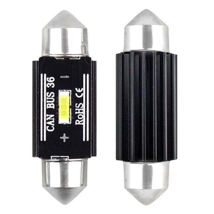 Set 2 becuri auto Amio LED UltraBright, C5W SV8.5-8, 1 SMD 1860, 3.1W, 36mm, Canbus, 12-24V, leduri alb sofit Festoon