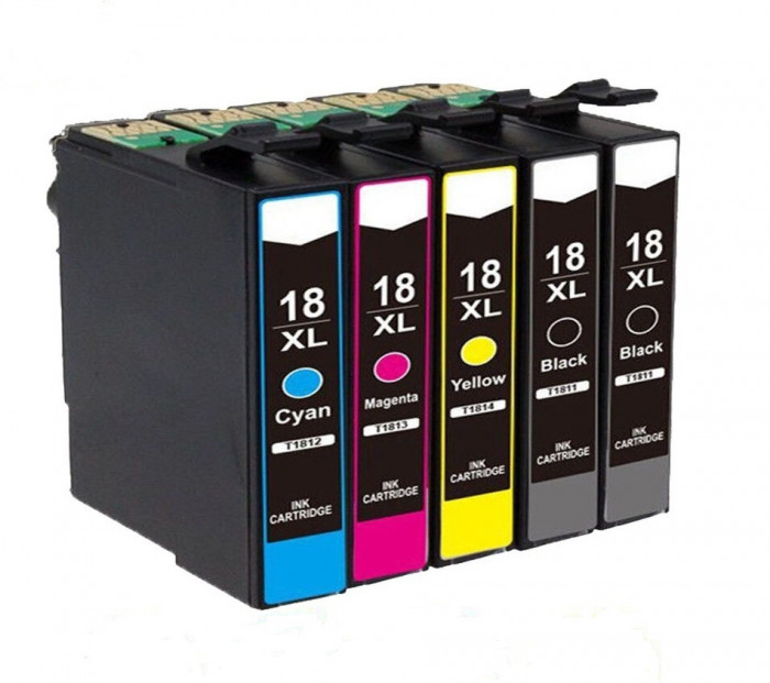 Set 5 cartuse compatibile Epson 18XL, T1811, T1812, T1813, T1814