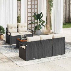 vidaXL Set de canapele pentru grădină 6 pcs Negru și alb