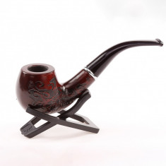 Chic Carve Patterns Wooden Pipe -Red foto