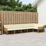 vidaXL Set de canapele de exterior cu pernă 6 pcs Natural și Crem 3381458
