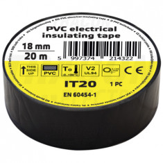 Banda izolatoare, neagra IT20 20m×18mm, PVC, 0-80°C, 5.5kV/mm