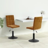 Set 2 Scaune Bucatarie Pivotante Catifea Maro, Inaltime Reglabila, Rotire 360&deg;, Cadru Otel Negru, Design Modern