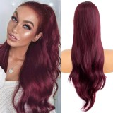 Extensie de păr pentru coadă de cal cu șiret, 26 inch, ondulat, sintetic &ndash; Burgundiu