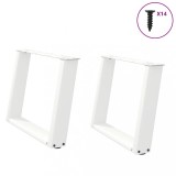 VidaXL Picioare măsuță cafea &icirc;n formă de U 2 buc alb 70x(42-43)cm oțel