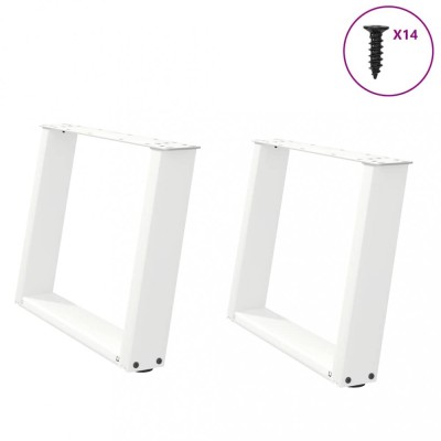 vidaXL Picioare pentru măsuță de cafea &amp;icirc;n formă de U, 2 buc., alb, 70x(42-43) cm, oțel foto