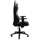 Scaun pentru gaming, inaltime maxima 134 cm, suporta 110 kg, Negru/Alb