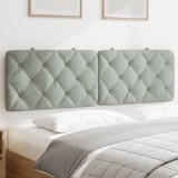 Perna Tăblie Pat vidaXL, 160 cm, Catifea Gri Deschis, Fixare Velcro, Suport Spate, Design Elegant