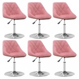 vidaXL Scaune de sufragerie pivotante 6 buc, roz, catifea