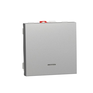 Intrerupator revenire cu led 2M Schneider Noua Unica aluminiu NU320630N foto