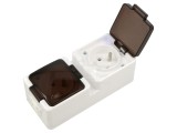Conector alimentare AC 2P+PE 250VAC 16A albă pentru perete - ABEX