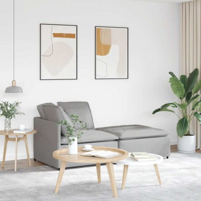 vidaXL Canapea modulară cu taburet și perne, material textil, gri nor foto
