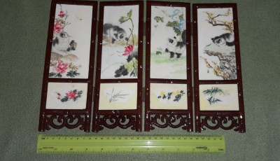 PARAVAN CU DESENE CHINEZESTI- PANOURI CU DESENE ASIATICE- PARAVAN DIN LEMN foto