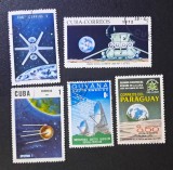 Cuba Guyana Paraguay 1967-1972 Cucerirea Spațiului Sateliți Molnia Sputnik Lunokhod și Aterizarea Apollo 12 Lot 5 Valori Ștampilate - OREF1
