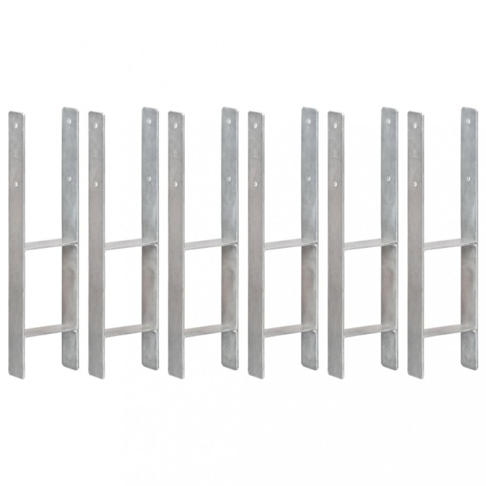 Ancore de gard, 6 buc., argintiu, 14x6x60 cm, oțel galvanizat