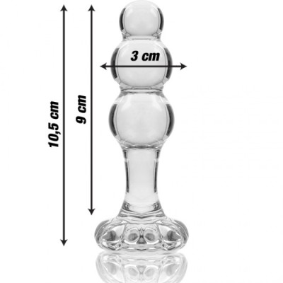 NEBULA SERIES BY IBIZA - MODEL 1 ANAL PLUG BOROSILICATE GLASS CLEAR 10.5 CM -O- 3 CM foto