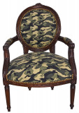 Scaun baroc din lemn mahon cu tapiterie camuflaj CAT521G97