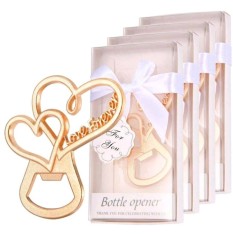 Desfacator sticle, 12 cm, auriu, model inima