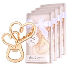 Desfacator sticle, 12 cm, auriu, model inima