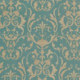 Tapet clasic, baroc, menta, auriu, dormitor, lavabil, 95503, Limonta
