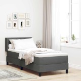 Cumpara ieftin Pat cu arcuri cu headboard Gri inchis 200 x 80 cm tesatura