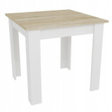 Masa pentru sufragerie/living, Artool, lemn, stejar sonoma si alb, 80x80x75 cm