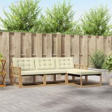 vidaXL Set Canapele Exterior Lemn Masiv Acacia Alb Crem 4 Piese Modular